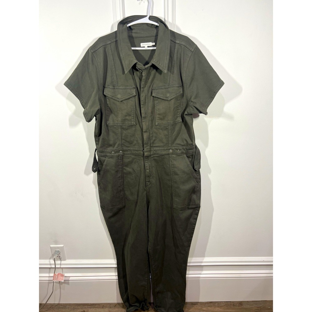 Good American Fit For Success Jumpsuit Womens Size 6 Olive Green Utility FFS046